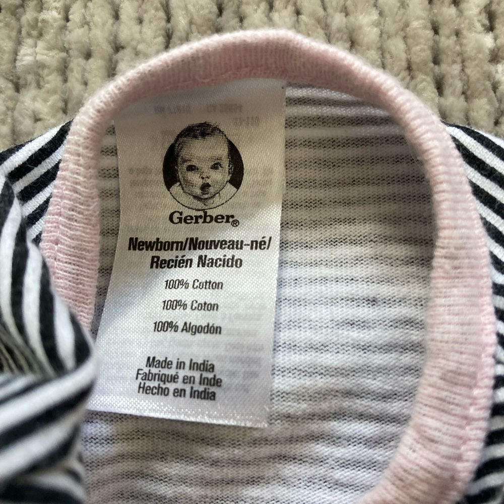 Gerber Bunny Footie Pajama Lot Newborn Spring Cotton Stripes Soft Sleeper - Picture 7 of 10